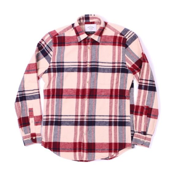 Portuguese Flannel, Beige/Red/Blue, 'Coachella' Check Flannel Button Down, XL - Picture 10 of 10